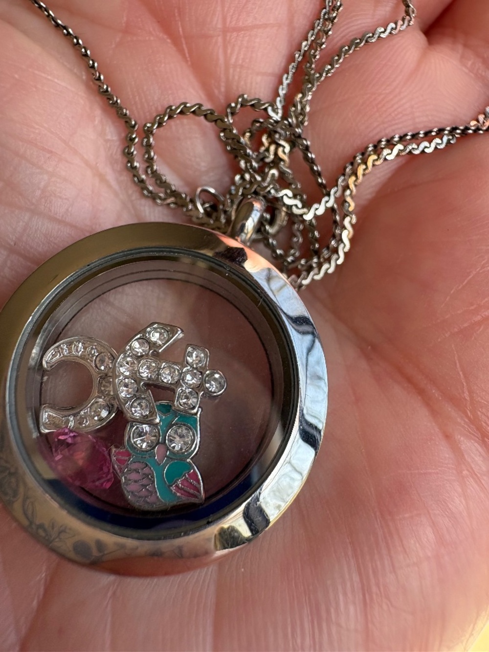 Origami Owl Silver Living Locket Necklace with 4 Floating Charms BOGO